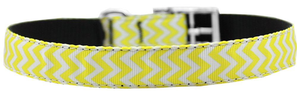 Chevrons Nylon Dog Collar with classic buckle 3/4" Yellow Size 12